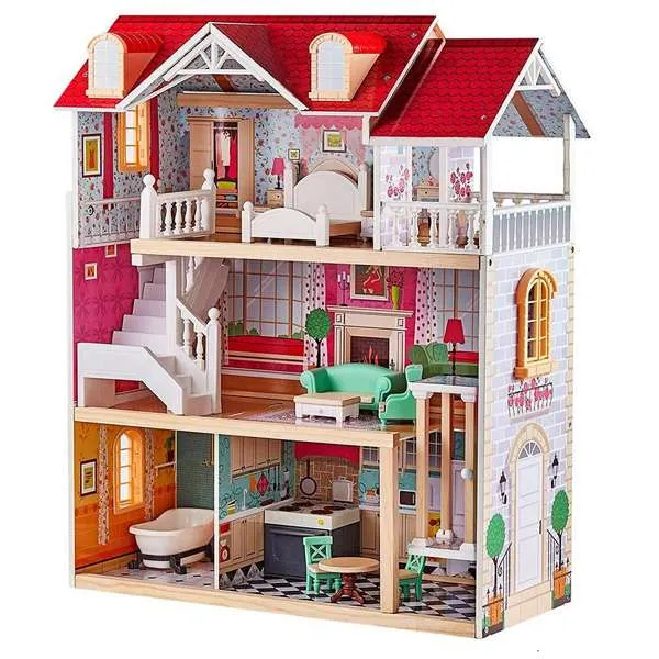 Puerta De Madera En Miniatura Para Casa De Muñecas – Escala 1:12, Color Rojo, Ideal Para Decoración De Dioramas