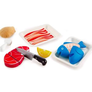 Set de juego de proteínas con cuchillo